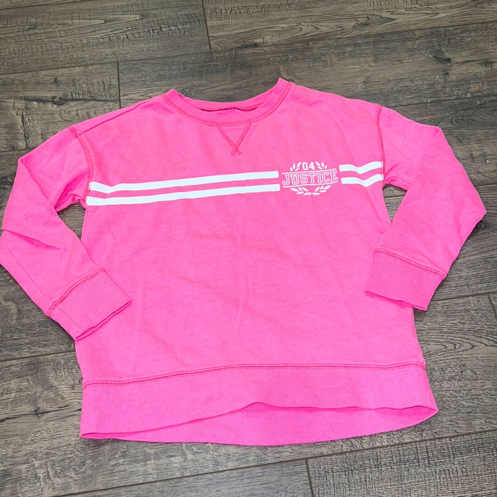 Justice 90’s classic crew neck sweatshirt hot pink 6/7 EUC